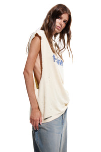 OVERSIZED SLEEVELESS T-SHIRT WITH PRINT