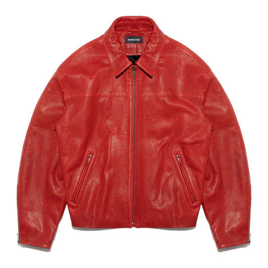 WASHED LEATHER JACKET / RED