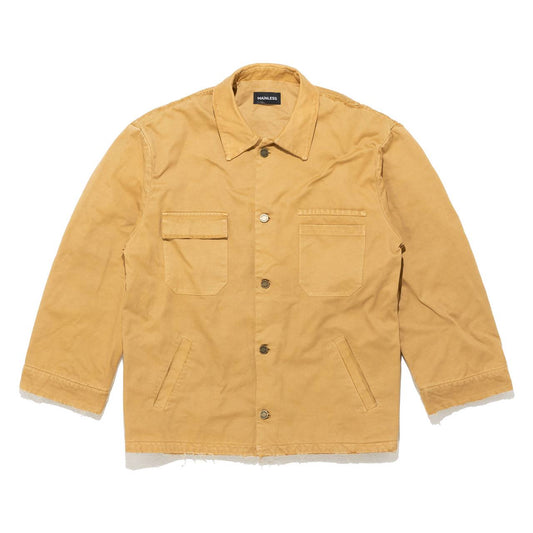 DISTRESSED COTTON-CANVAS JACKET/ MUSTARD