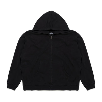 REGULAR FIT ZIP-UP HOODIE /FADED BLACK