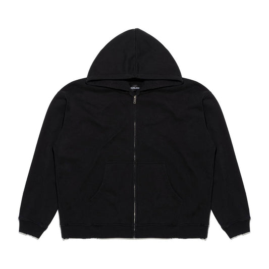 REGULAR FIT ZIP-UP HOODIE /FADED BLACK