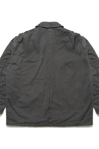 DISTRESSED COTTON-CANVAS JACKET/ DEEP GREY