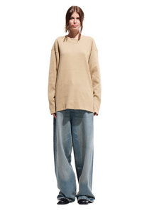 OVERSIZED WAFFLE LS T-SHIRT / SAND