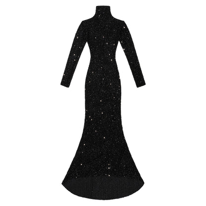 SEQUIN MAXI DRESS / BLACK