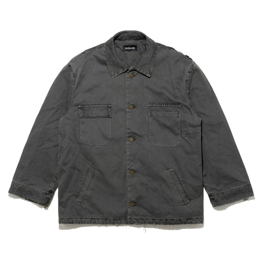 DISTRESSED COTTON-CANVAS JACKET/ DEEP GREY