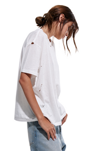 DISTRESSED T-SHIRT / WHITE