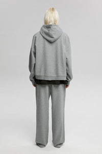 REGULAR FIT ZIP-UP HOODIE / GREY