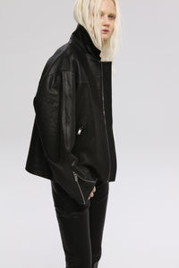 WASHED LEATHER JACKET / BLACK