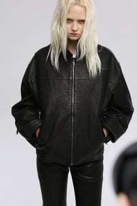 WASHED LEATHER JACKET / BLACK