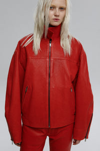 WASHED LEATHER JACKET / RED