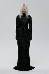 SEQUIN MAXI DRESS / BLACK