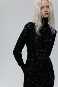 SEQUIN MAXI DRESS / BLACK