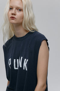 OVERSIZED SLEEVELESS T-SHIRT PUNK NAVY BLUE