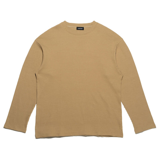 OVERSIZED WAFFLE LS T-SHIRT / SAND